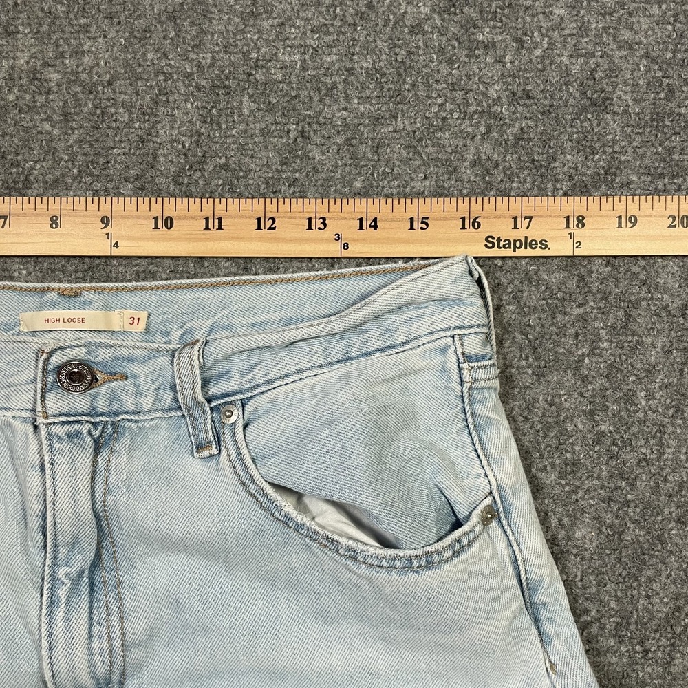 Levi's Premium High Loose Denim Jeans Womens Size 31 Washed Blue Wide Leg Baggy - Picture 3 of 14